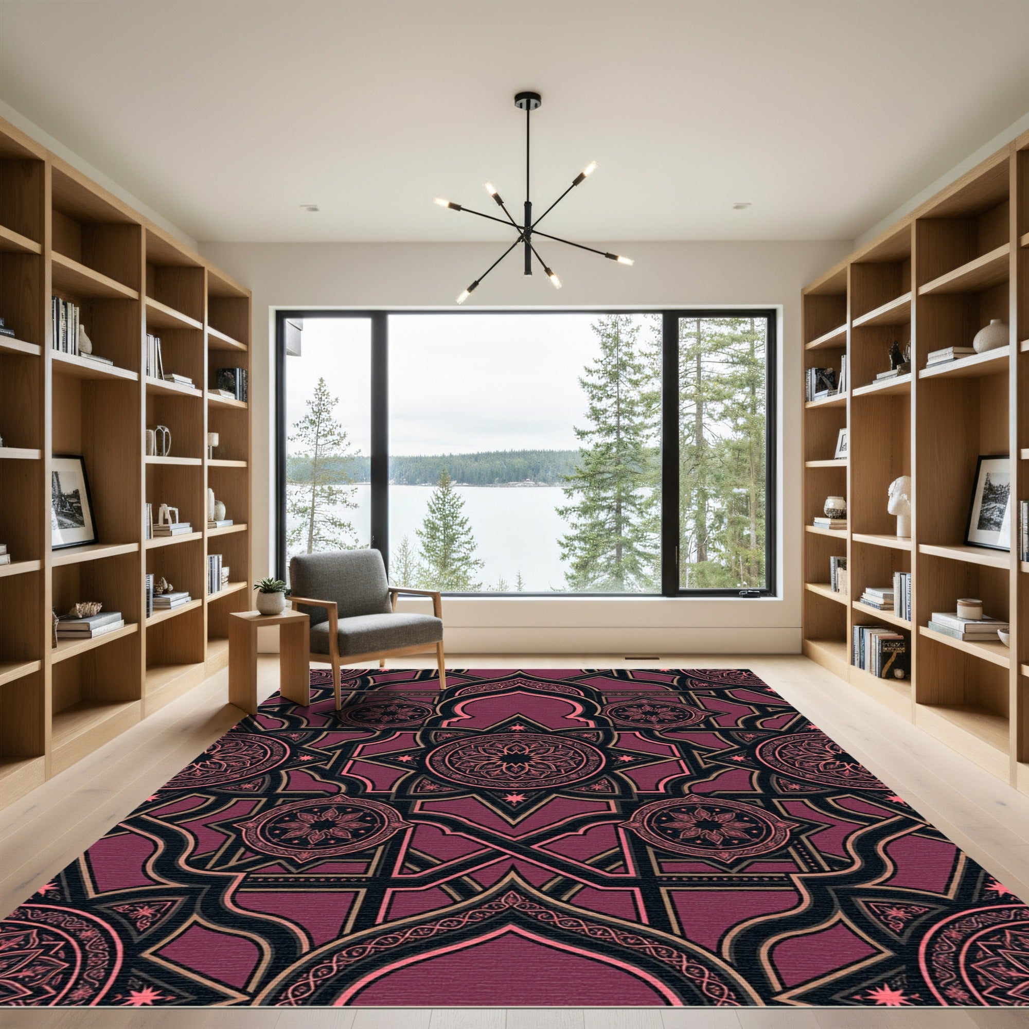 Ornate Plum Royal Geometric Star Tile Rug