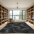 Monochromatic Topographic Contour Lines Rug