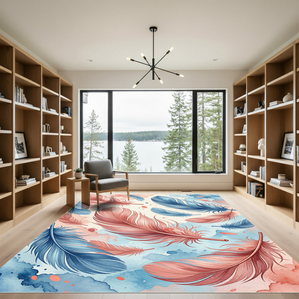 Watercolor Floating Feather Pastel Duo Rug