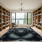 Intense Silverback Gorilla Cinematic Portrait Rug
