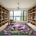 Whimsical Winged Unicorn Forest Garden Charm Rug