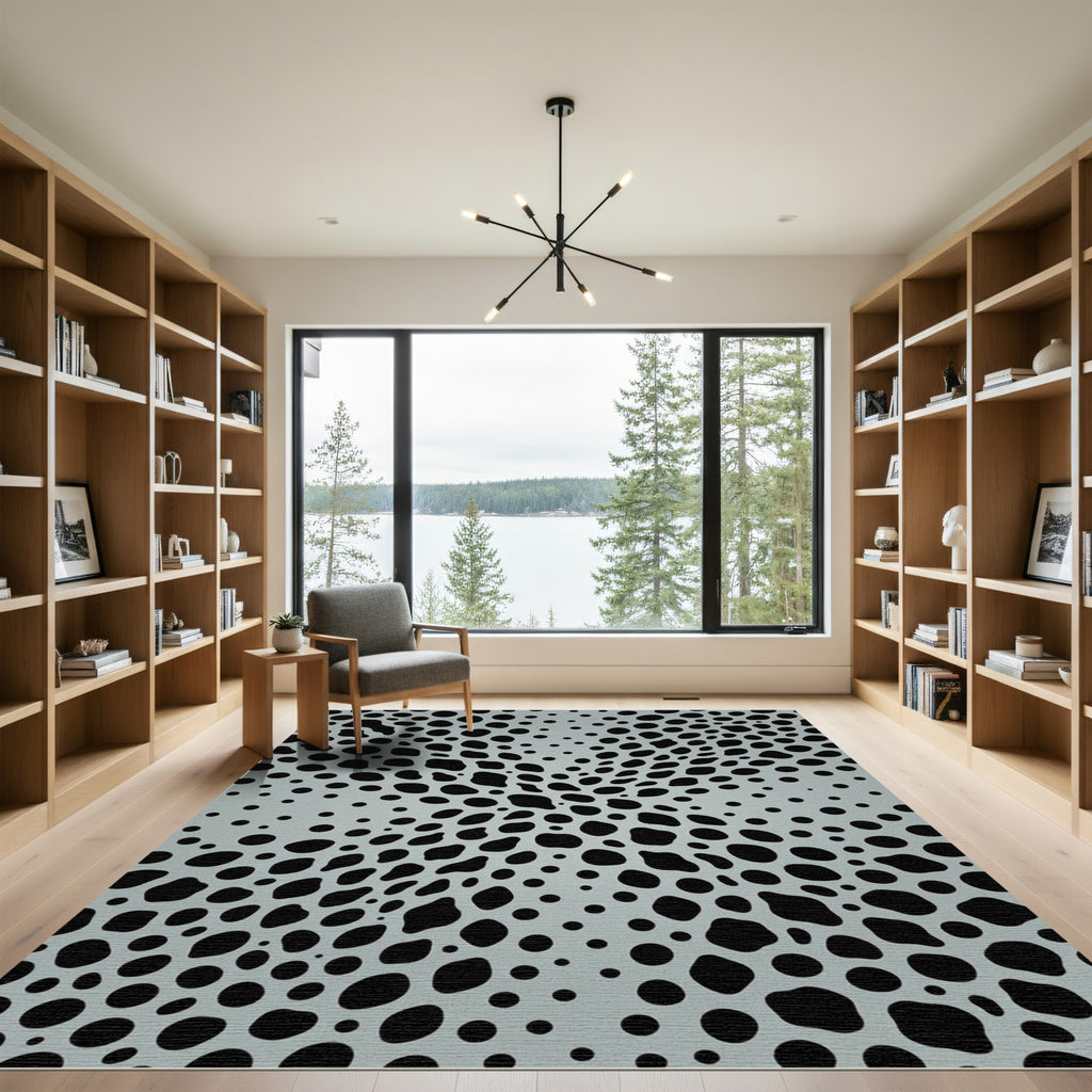 Modern Gray Organic Spotted Abstract Shape Rug