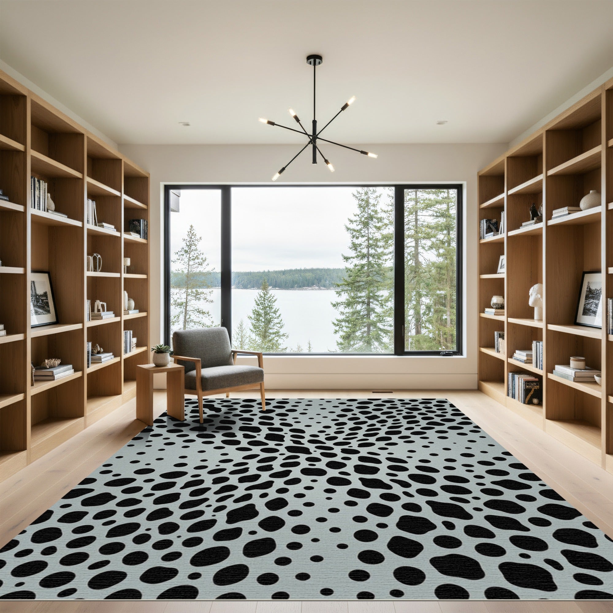 Modern Gray Organic Spotted Abstract Shape Rug