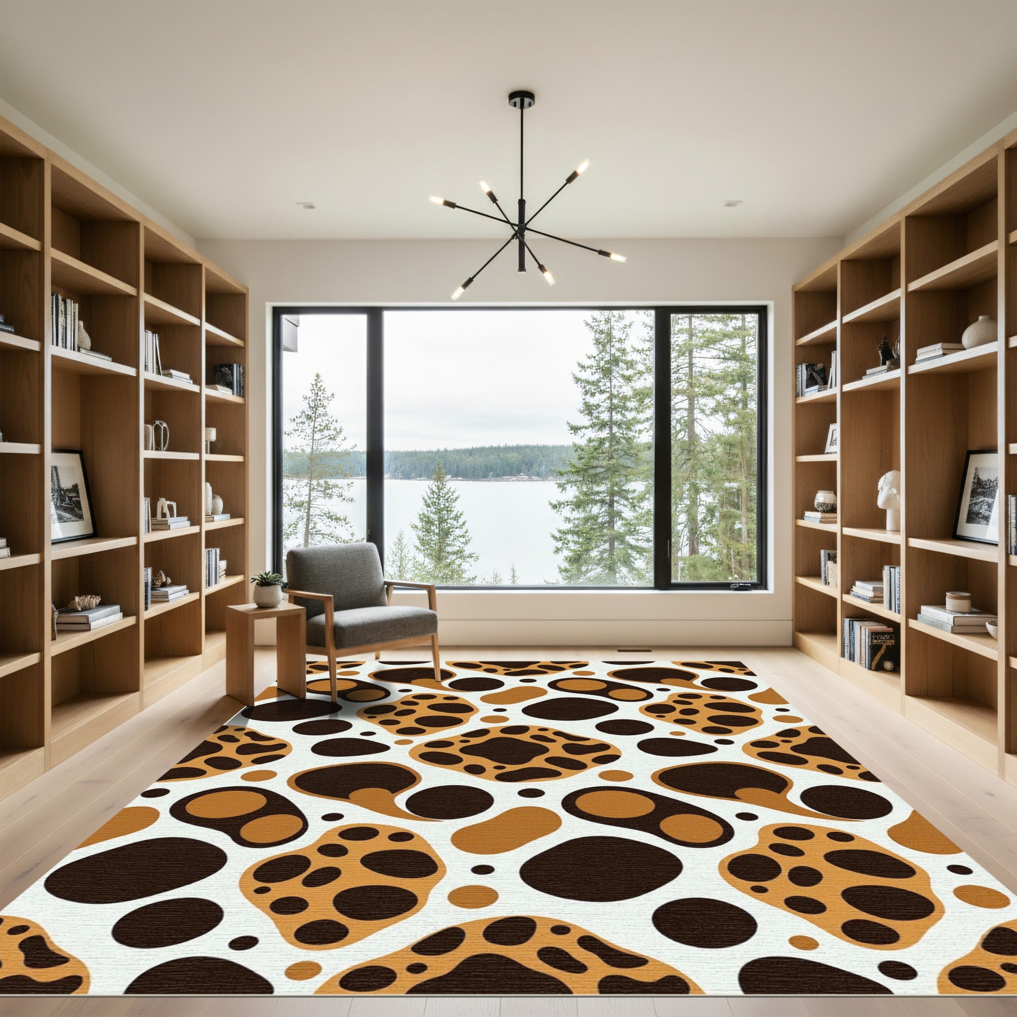 Brown and Tan Organic Abstract Forms Rug