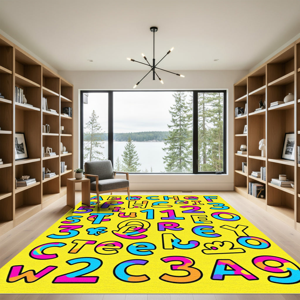Vibrant Playful Alphabet Numbers Mix Rug