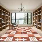 Terracotta Plaid Intersecting Lines Rug
