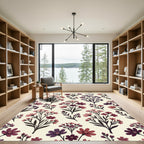 Vintage Mauve Floral Meadow Illustration Rug