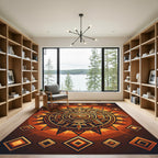 Radiant Amber Aztec Sun Geometric Rug