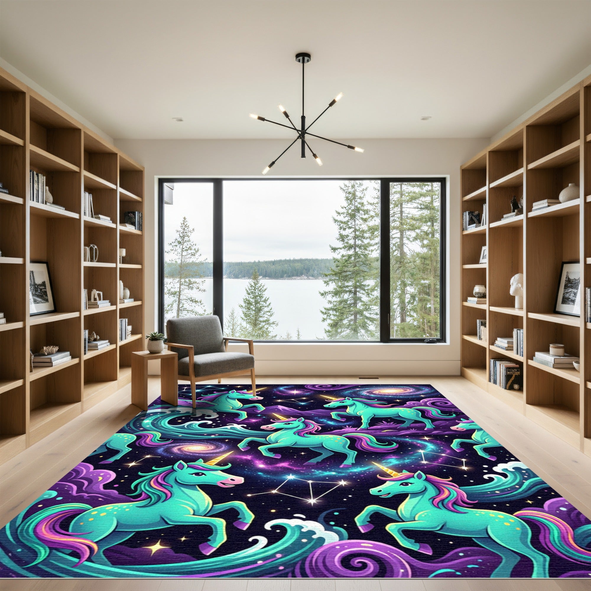 Cosmic Celestial Unicorn Galaxy Wave Art Rug
