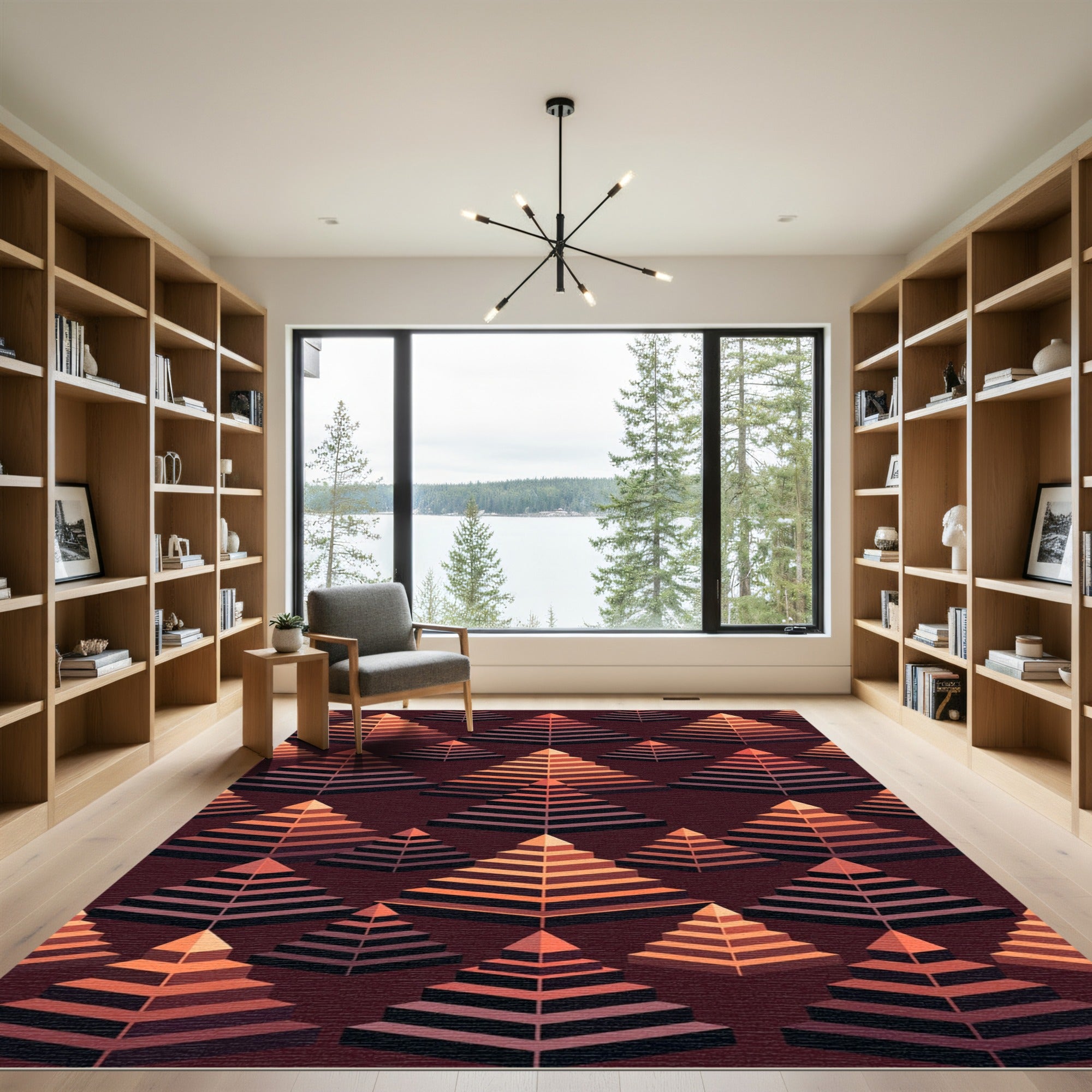 Earthy Toned Staircase Pyramid Layers Rug