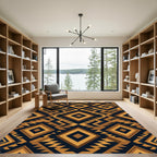 Bold Earthy Amber Geometric Diamond Area Rug