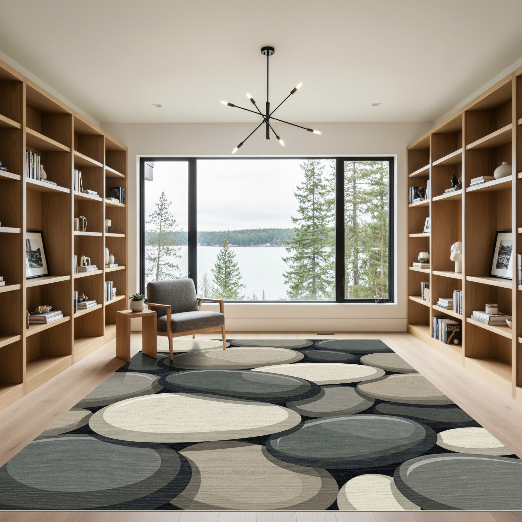 Contemporary Earthy Tone River Stone Rug