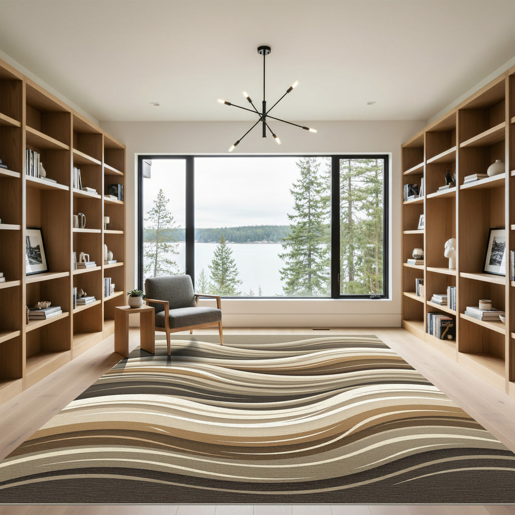 Earthy Tone Abstract Swirl Rug