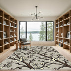 Elegant Cherry Blossom Branch Neutral Rug