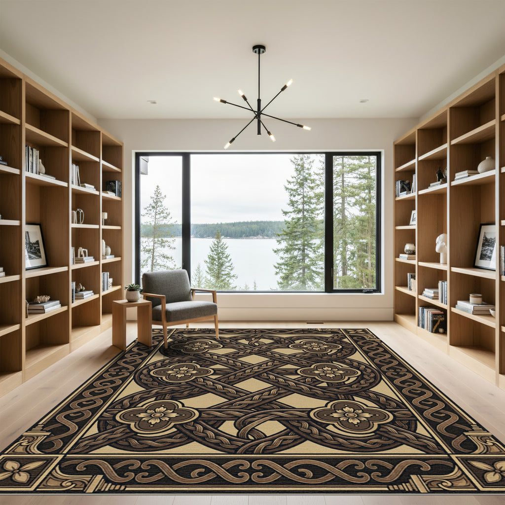 Ornate Interlocking Celtic Knot Clover Rug