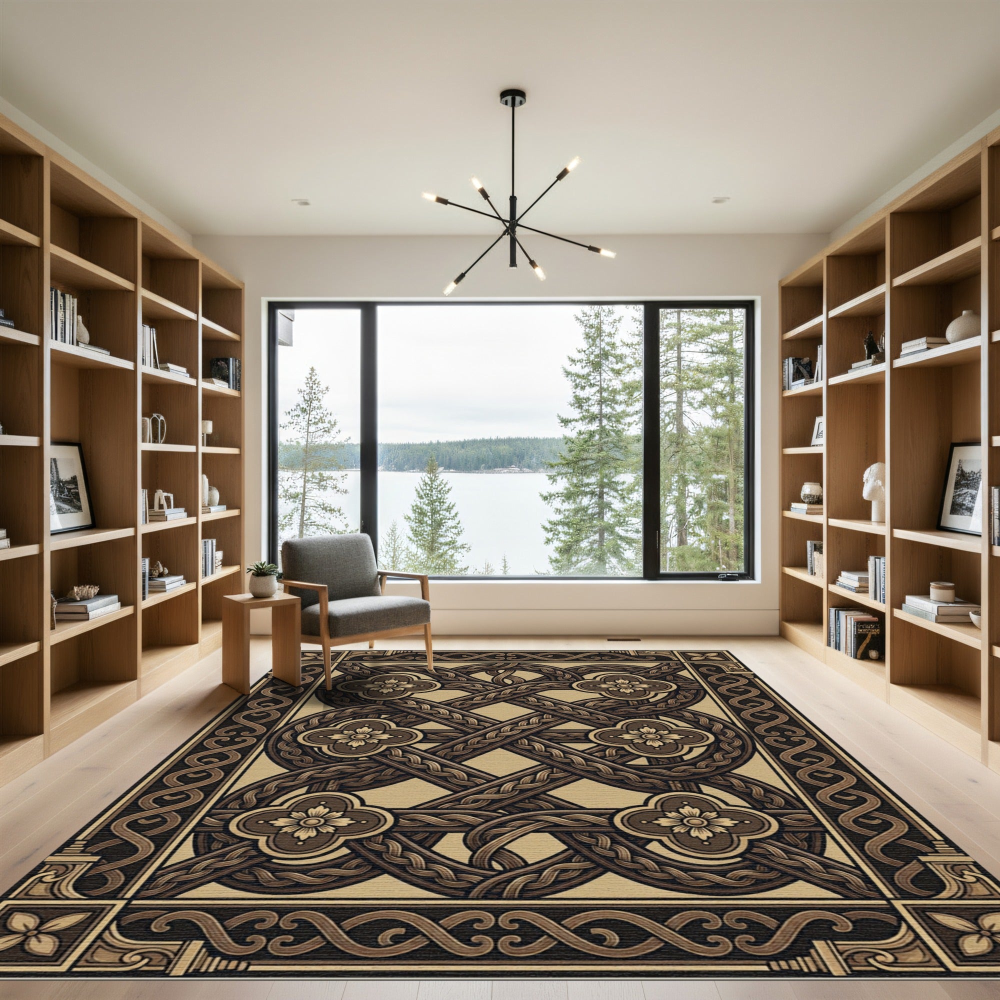 Ornate Interlocking Celtic Knot Clover Rug