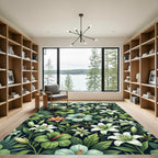 Lush Tropical Lily Hibiscus Composition Rug