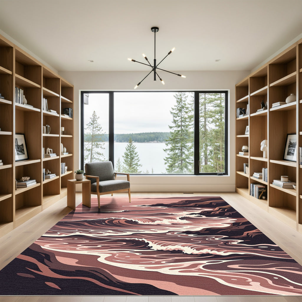 Rose Gold Coastal Wave Art Rug