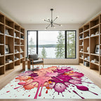 Vibrant Pink and Magenta Abstract Splash Rug