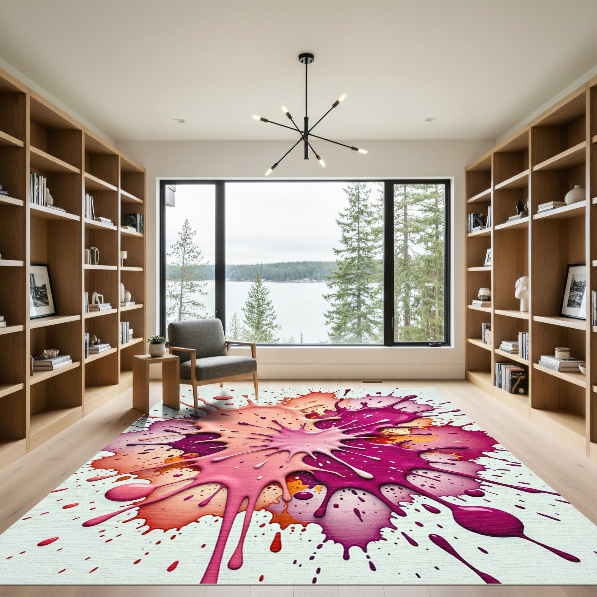 Vibrant Pink and Magenta Abstract Splash Rug