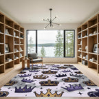 Majestic Purple and Gold Crown Celestial Rug