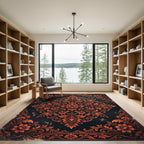 Ornate Copper Floral Damask Medallion Rug