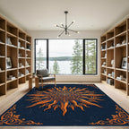 Celestial Gold Sun Mandala Navy Rug