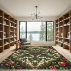Ornate Pomegranate Lotus Medallion Foliage Rug