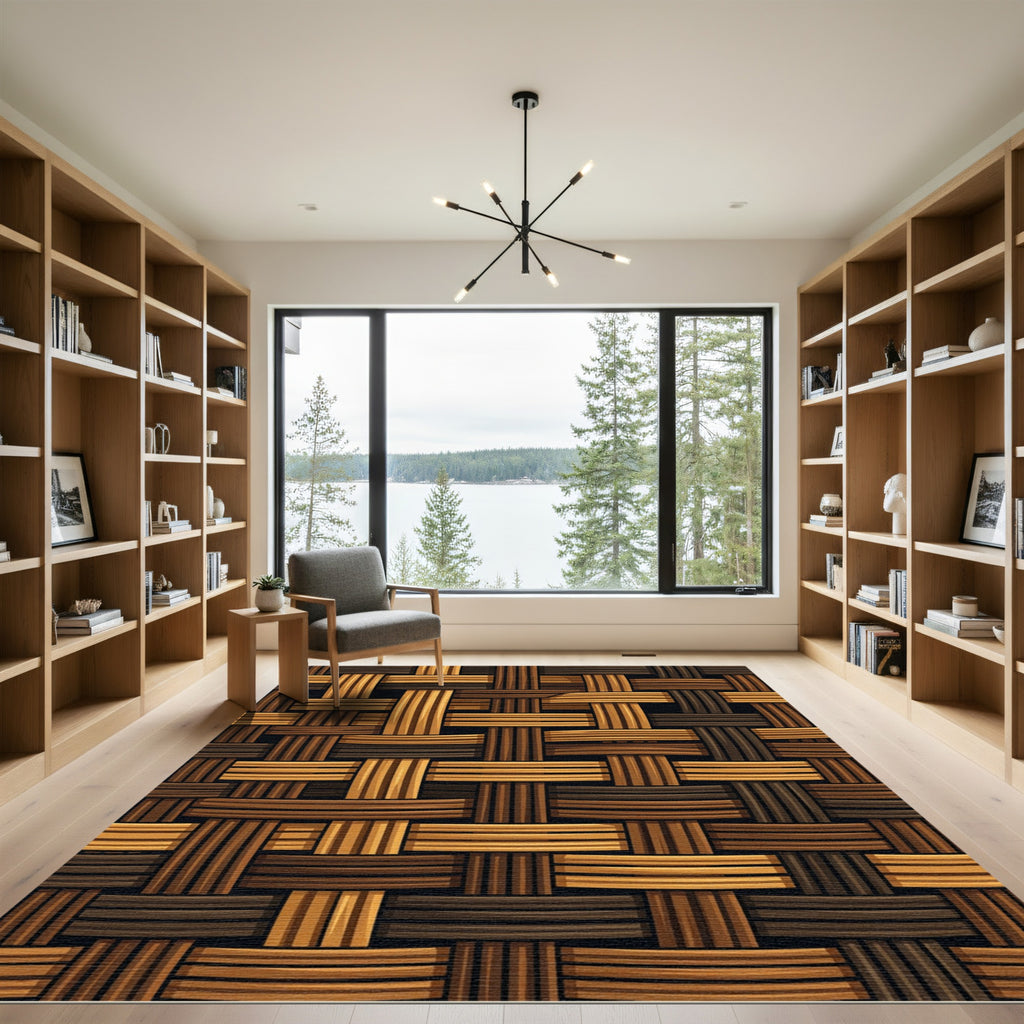 Woven Brown Beige Texture Rectangle Rug