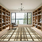 Earthy Tan Plaid Window Pane Rug