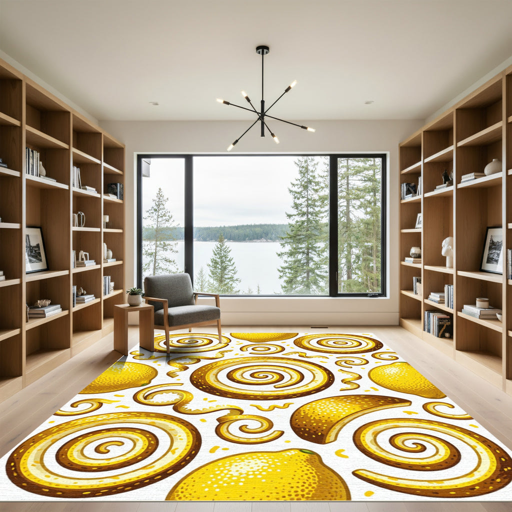 Vibrant Golden Citrus Swirl Fruit Rug