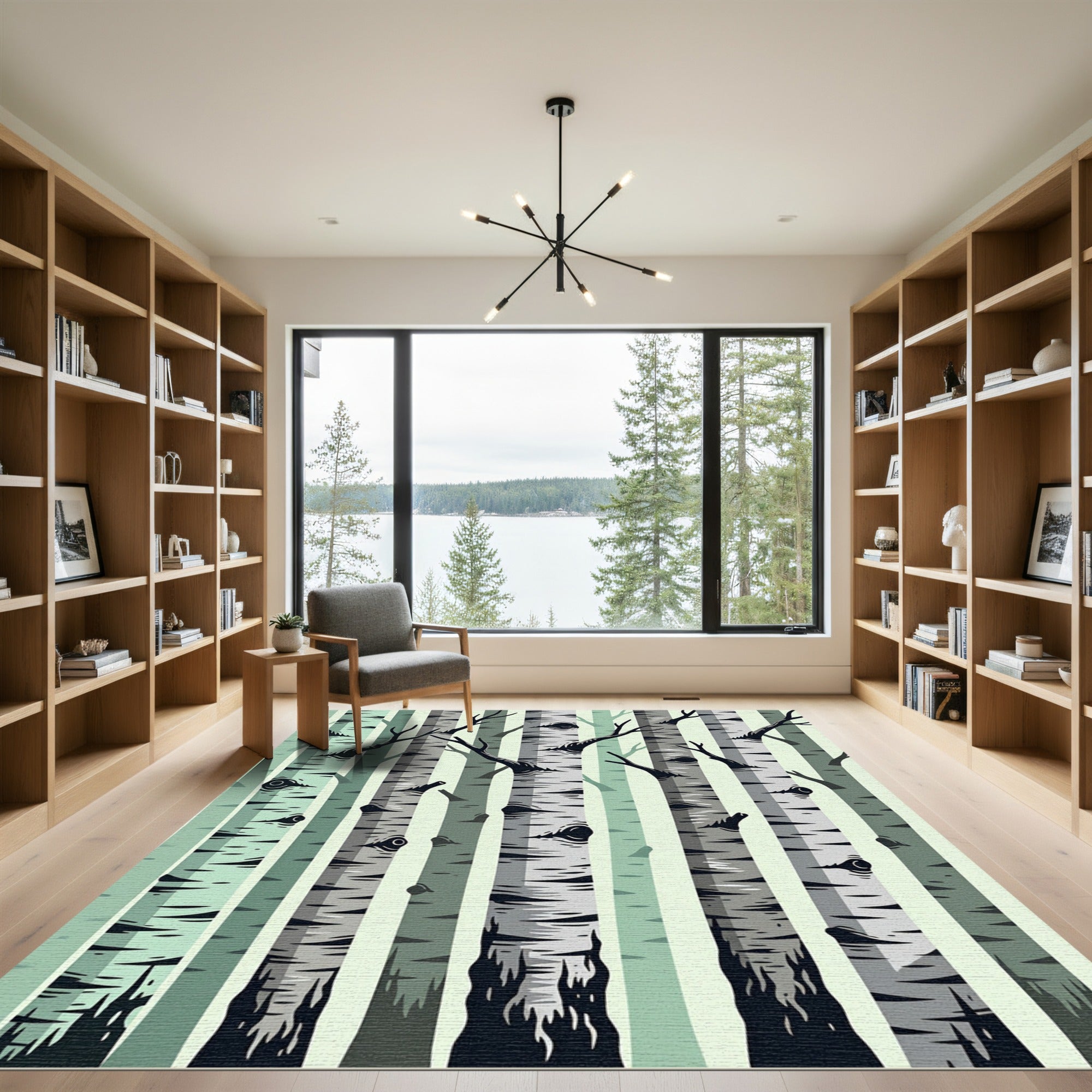 Gradient Forest Birch Trees Rug