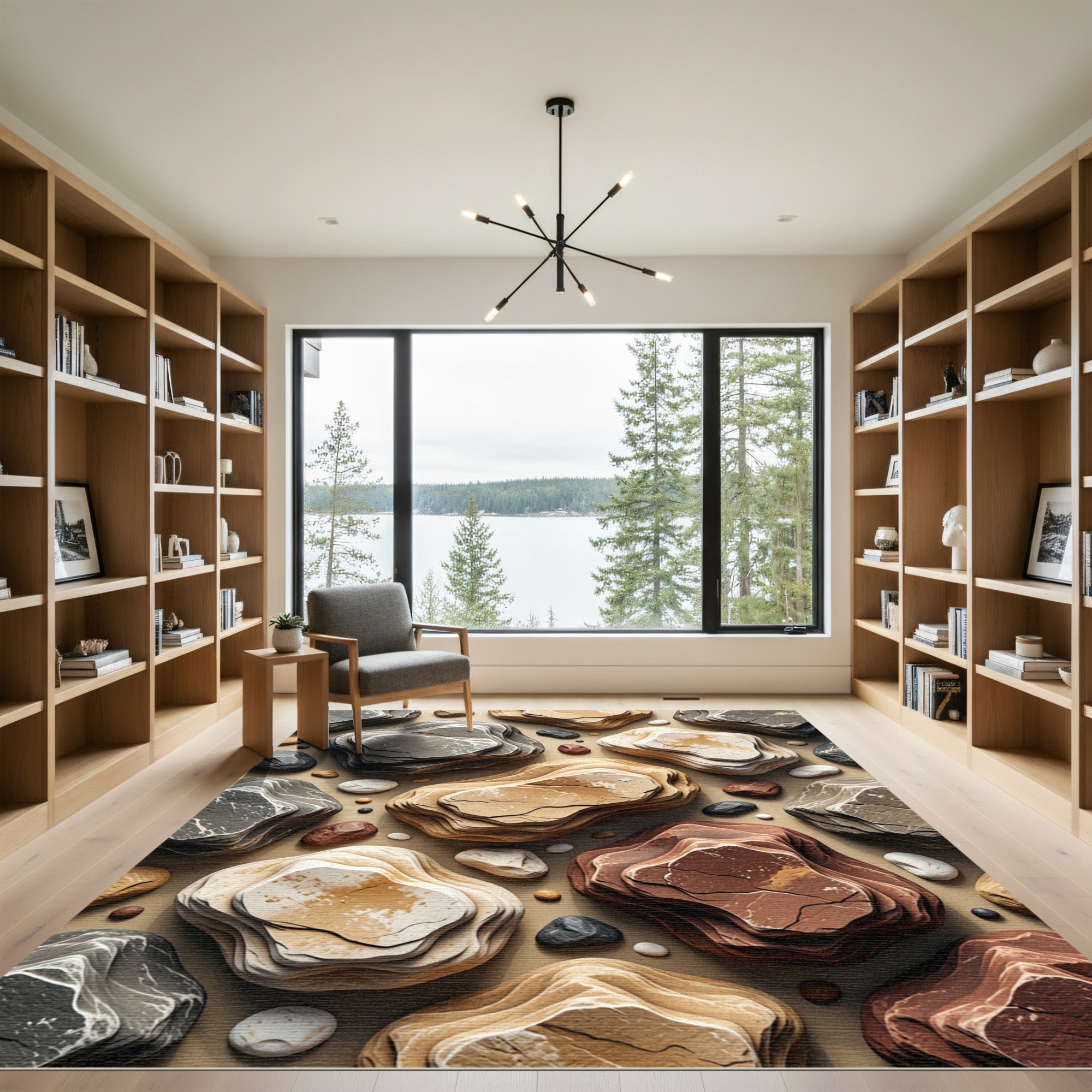 Earthy Toned Tiered Stone Layer Rug