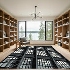 Monochrome Industrial Grid Architectural Rug