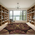 Regal Crimson Fan Medallion Gold Accents Rug