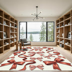 Elegant Dusty Rose Ribbon Bows Rug