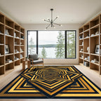 Golden Yellow Nested Star Geometry Rug