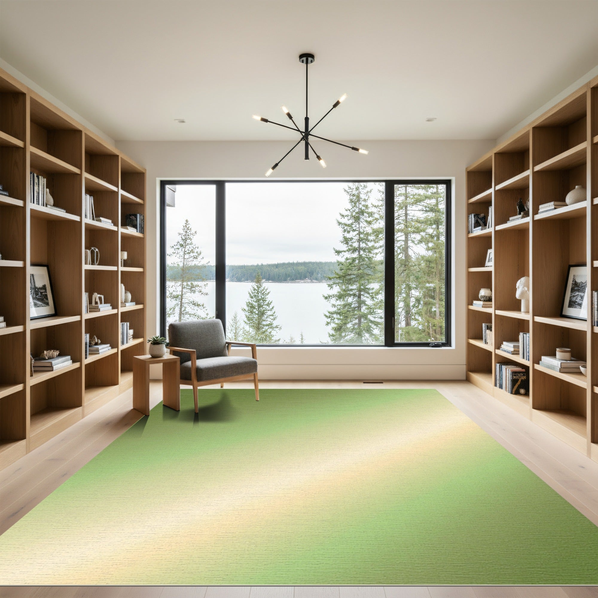 Green Yellow Gradient Diagonal Stripe Rug