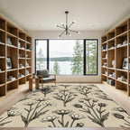 Vintage Floral Meadow Outline Rug