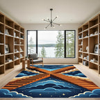 Geometric Celestial Stairway Twilight Art Rug