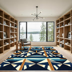 Navy and White Geometric Sailing Stripe Rug