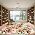 Coral Blossom Branch Artful Arrangement Rug