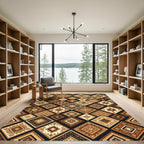 Geometric Earthy Brown Diamond Tile Rug