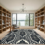 Monochrome Lantern Lattice Geometric Art Rug