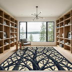 Sinuous Charcoal Branch Interwoven Forest Rug