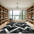 Monochrome Iridescent Metallic Zigzag Graphic Rug
