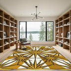 Golden Celestial Geometric Starburst Rug