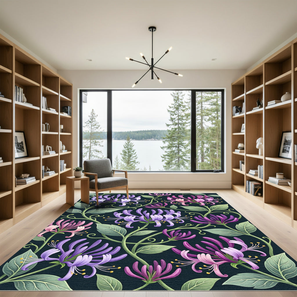 Lush Purple Pink Honeysuckle Garden Rug