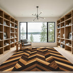 Rich Wood Tones Chevron Pattern Rug