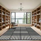 Graphic Black White Latticed Grid Rug